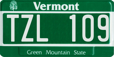 VT license plate TZL109