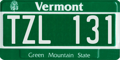 VT license plate TZL131