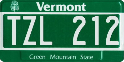 VT license plate TZL212