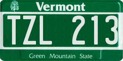 VT license plate TZL213