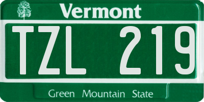VT license plate TZL219