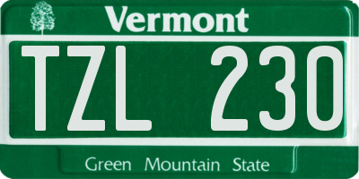 VT license plate TZL230