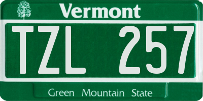 VT license plate TZL257