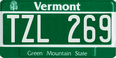 VT license plate TZL269