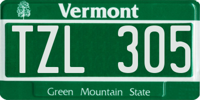 VT license plate TZL305