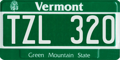 VT license plate TZL320