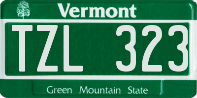 VT license plate TZL323