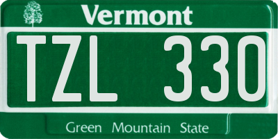 VT license plate TZL330