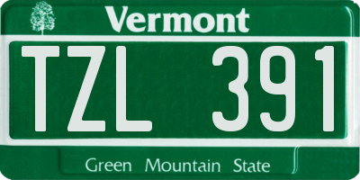 VT license plate TZL391