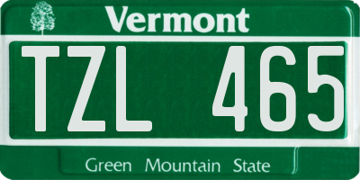 VT license plate TZL465