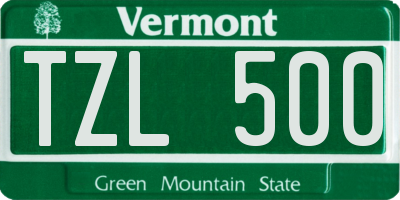 VT license plate TZL500