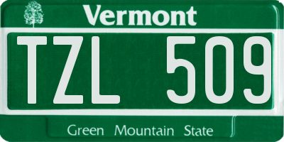VT license plate TZL509