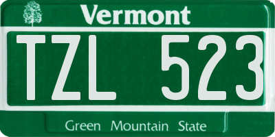 VT license plate TZL523