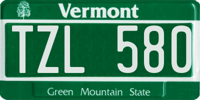 VT license plate TZL580