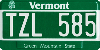 VT license plate TZL585