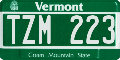 VT license plate TZM223