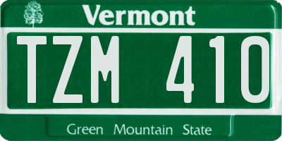 VT license plate TZM410