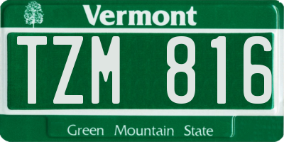 VT license plate TZM816