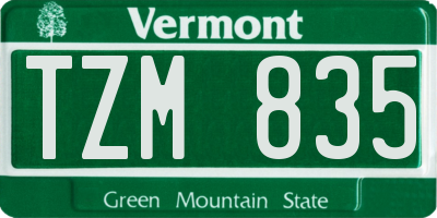 VT license plate TZM835