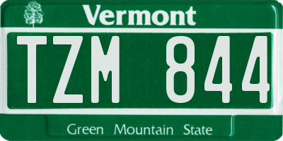 VT license plate TZM844