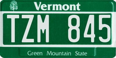 VT license plate TZM845