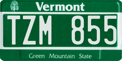 VT license plate TZM855
