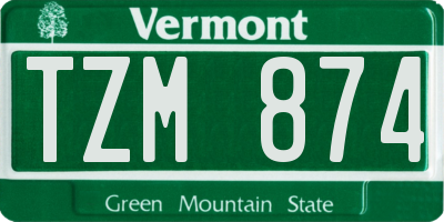 VT license plate TZM874
