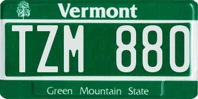 VT license plate TZM880