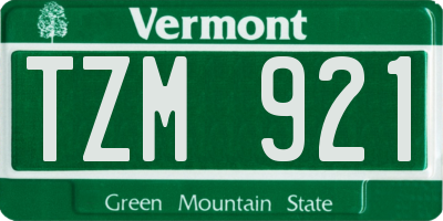 VT license plate TZM921