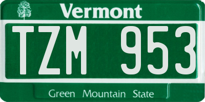 VT license plate TZM953