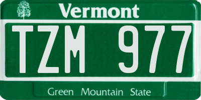 VT license plate TZM977