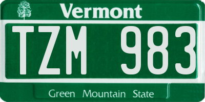VT license plate TZM983