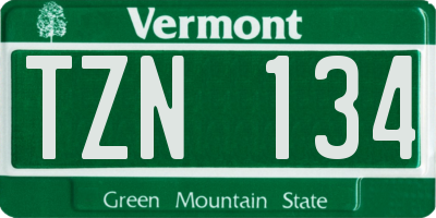 VT license plate TZN134