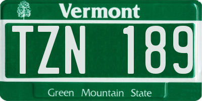 VT license plate TZN189
