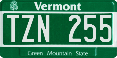 VT license plate TZN255