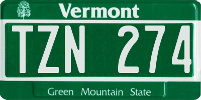 VT license plate TZN274