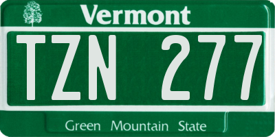 VT license plate TZN277