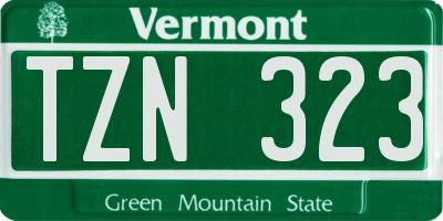 VT license plate TZN323