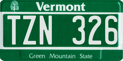 VT license plate TZN326