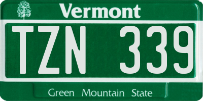 VT license plate TZN339
