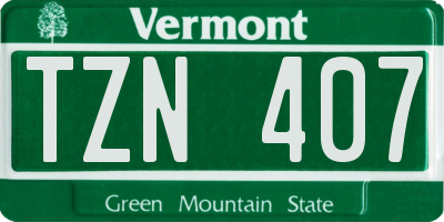 VT license plate TZN407