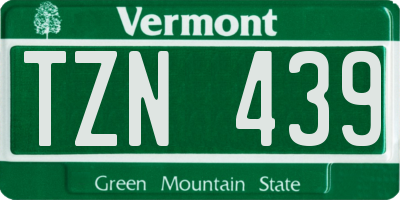 VT license plate TZN439