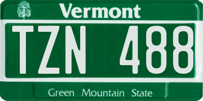 VT license plate TZN488