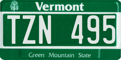 VT license plate TZN495