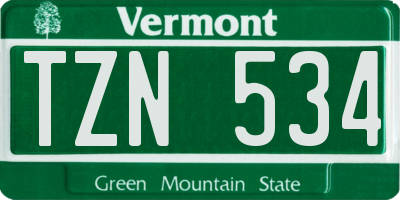 VT license plate TZN534