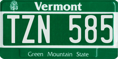 VT license plate TZN585