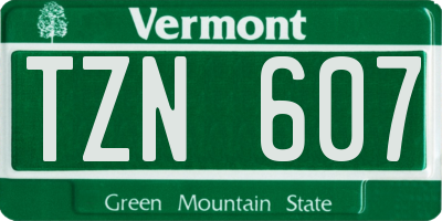 VT license plate TZN607