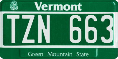 VT license plate TZN663