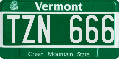 VT license plate TZN666