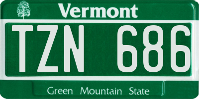 VT license plate TZN686